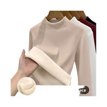 Camiseta Térmica Feminina De Manga Longa Em Lã De Cordeiro Para Inverno - Roupa Íntima Aquecida Camiseta Térmica Feminina De Manga Longa Em Lã De Cordeiro Para Inverno - Roupa Íntima Aquecida