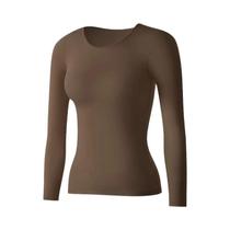 Camiseta Térmica Feminina Ultra-Fina E Sem Costura, Aconchegante, Casual, De Manga Longa Para Dormir