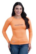 Camiseta Térmica Feminina Uv50+ Texas Farm - Uvf006 - Laranja Neon/ Preto