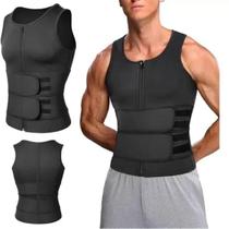 Camiseta Térmica Masculina Cinta Modeladora Ajustável Abdominal Slim Alta Compressão Bodyshaper Postural