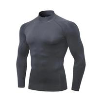 Camiseta Térmica Masculina De Inverno Com Gola Alta E Ajuste Slim De Manga Longa
