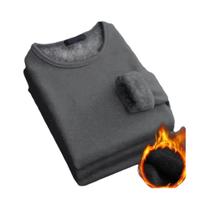 Camiseta Térmica Masculina De Inverno, Manga Comprida, Forrada De Lã, Gola Redonda, Acolchoada, De