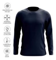 Camiseta Termica Masculina Manga Longa Protecao Uv Comprida Inverno Segunda pele preta gola malhar a