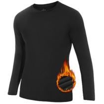 Camiseta Térmica Peluciada Masculina UV Blusa Segunda Pele Flanelada