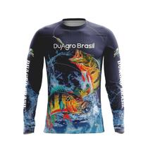 Camiseta Térmica Sublimada Manga Longa Duagro Pescaria Tucunaré Azul Suplex Dry UV Camiseta Térmica Sublimada Manga Longa Duagro Pescaria Tucunaré Azul Suplex Dry UV