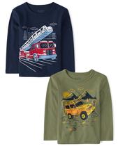 Camiseta The Children's Place Baby-Boys de manga comprida, pacote com 2 unidades 4T Camiseta The Children's Place Baby-Boys de manga comprida, pacote com 2 unidades 4T