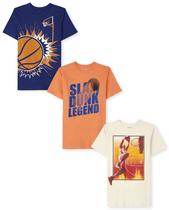 Camiseta The Children's Place Boys, pacote com 3 unidades, tema de basquete Camiseta The Children's Place Boys, pacote com 3 unidades, tema de basquete