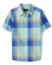 Camiseta The Children's Place de manga curta Button Down Aqua 7/8