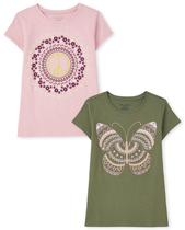 Camiseta The Children's Place de manga curta, pacote com 2, para meninas de 7 a 8 anos Camiseta The Children's Place de manga curta, pacote com 2, para meninas de 7 a 8 anos