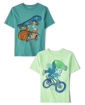 Camiseta The Children's Place de manga curta, pacote com 2 unidades de bicicleta/skate