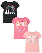 Camiseta The Children's Place Girls de manga curta, pacote com 3, 5/6 anos