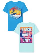 Camiseta The Children's Place para meninos de manga curta, pacote com 2, 7 a 8 anos