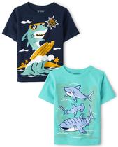 Camiseta The Children's Place Toddler Boys, pacote com 2 unidades Shark 3T