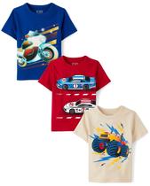 Camiseta The Children's Place Toddler Vehicle Graphic, pacote com 3 unidades Camiseta The Children's Place Toddler Vehicle Graphic, pacote com 3 unidades