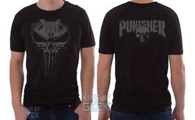 Camiseta The Punisher Justiceiro Caveira Geek Frente Costas