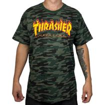 Camiseta Thrasher Especial Flame Logo Camo Camuflada Camiseta Thrasher Especial Flame Logo Camo Camuflada