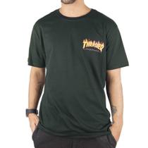 Camiseta Thrasher Flame Logo Button Masculina Verde Escuro Camiseta Thrasher Flame Logo Button Masculina Verde Escuro