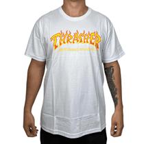 Camiseta Thrasher Skate Mag Fire Logo Branco Camiseta Thrasher Skate Mag Fire Logo Branco