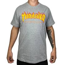 Camiseta Thrasher Skate Mag Flame Logo Cinza Camiseta Thrasher Skate Mag Flame Logo Cinza