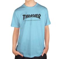 Camiseta Thrasher Skate Mag Logo Masculina Azul Claro