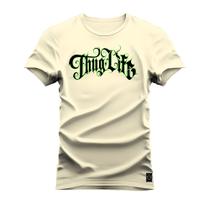 Camiseta Thug Life Algodão Confortável Estampada Gola Redonda