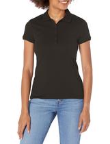 Camiseta tipo Polo IZOD para Mujer, Manga Corta, Interlock, Negra