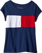 Camiseta Tommy Hilfiger Infantil - Algodão, Logo da Bandeira, Tamanho 3T (Azul)