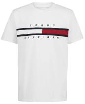 Camiseta Tommy Hilfiger masculina de manga curta com bandeira de 16 a 18 anos