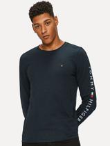 Camiseta Tommy Hilfiger Masculina Manga Longa Essential Sleeve Azul Marinho