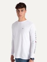 Camiseta Tommy Hilfiger Masculina Manga Longa Essential Sleeve Branca