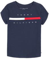 Camiseta Tommy Hilfiger para meninas, blazer azul marinho, algodão, 8 a 10 anos