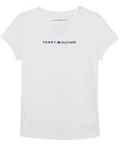 Camiseta Tommy Hilfiger para meninas branca/logotipo clássico tamanho 7