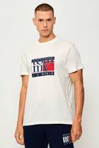 Camiseta Tommy Jeans Slim RWB Flag Off White - Tamanho M/M - Cor Off white