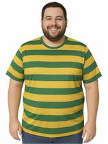 Camiseta Torcedor Brasil Listrada Verde Amarela Tamanho Especial Plus Size Camiseta Torcedor Brasil Listrada Verde Amarela Tamanho Especial Plus Size
