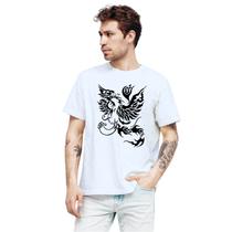 Camiseta Tribal Fênix Preto Camisa Personalizada Blusa Adulto Algodão com Poliéster