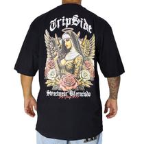 Camiseta Trip Side Overzise Nun Evil Preto Cor:MarinhoTamanho:EGG