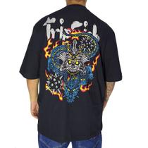 Camiseta Trip Side Overzise Samurai Oriental Preto S-345 Cor:PretoTamanho:P