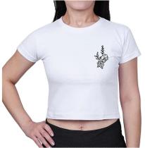 Camiseta TShirt Cropped Feminina Com Estampa De Flores