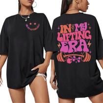 Camiseta Tshirt Estilo Larga Feminina In My Lifting Era Modelo Gringa Moda Tecido Confortavel Camiseta Tshirt Estilo Larga Feminina In My Lifting Era Modelo Gringa Moda Tecido Confortavel