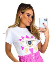 Camiseta Tshirt Feminina Algodão Premium Olho Grego Luxo
