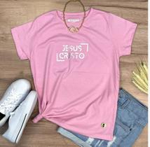 Camiseta Tshirt Feminina Rosa Jesus Cristo Holográfico Camiseta Tshirt Feminina Rosa Jesus Cristo Holográfico
