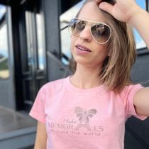 Camiseta Tshirt Feminina rosa Make Memories Camiseta Tshirt Feminina rosa Make Memories