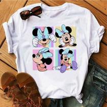 Camiseta Tshirt Minnie Stitch, Blusa Feminina, Baby Look, Blusa Branca adulto e