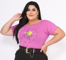 Camiseta Tshirt Plus Size Manga Curta Flores Flowers