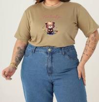 Camiseta Tshirts Feminina Plus Size Estampa Ursinho Algodão Camiseta Tshirts Feminina Plus Size Estampa Ursinho Algodão