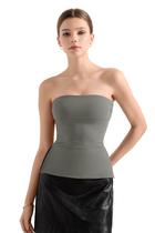 Camiseta tubular feminina SUUKSESS com forro duplo cinza claro tamanho S