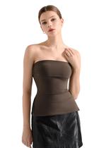 Camiseta tubular feminina SUUKSESS com forro duplo, marrom, tamanho M