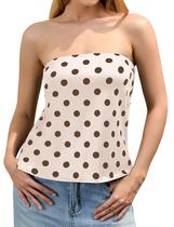 Camiseta tubular Ythomm feminina de bolinhas, sem encosto, dividida, sem alças Camiseta tubular Ythomm feminina de bolinhas, sem encosto, dividida, sem alças