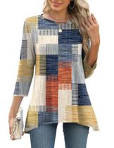 Camiseta túnica feminina LOMON, manga 3/4, manga 3/4, tamanho GG