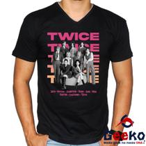 Camiseta Twice 100% Algodão K-pop Once Banda Preto e Branco Geeko